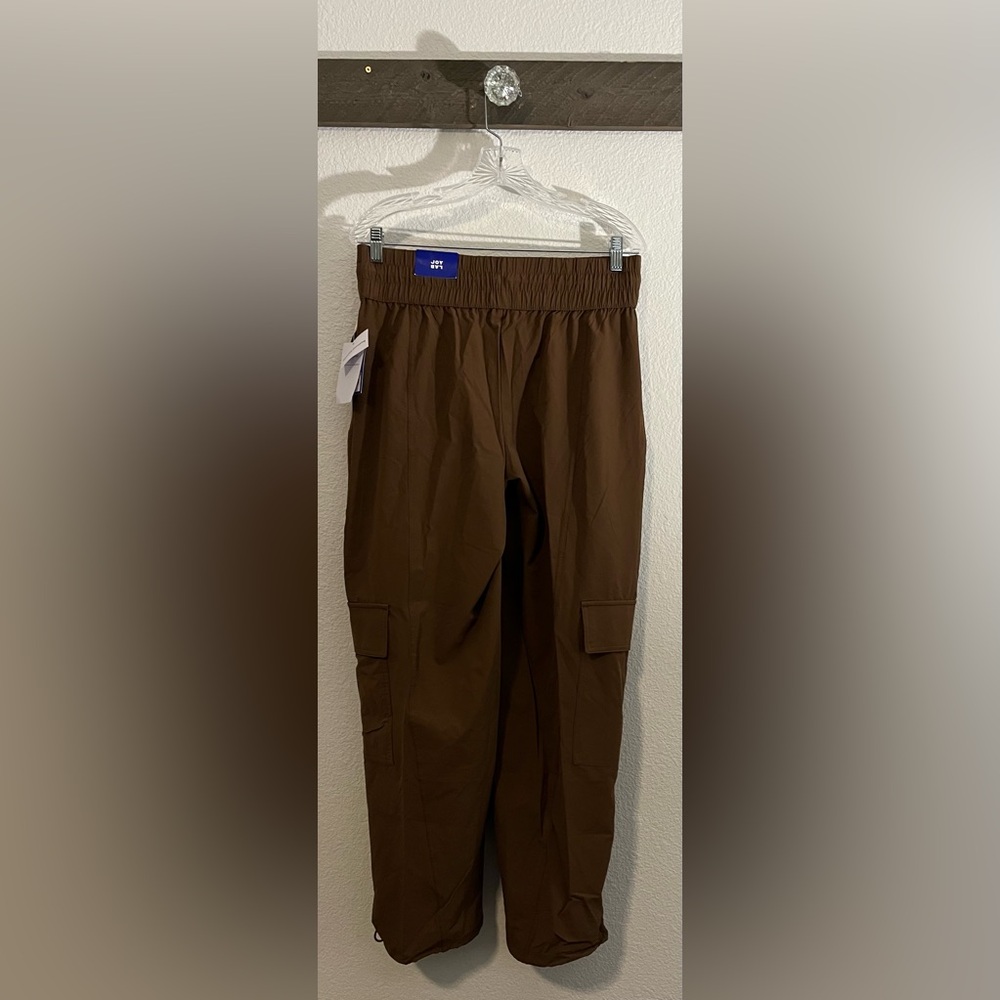 Joy Lab Womens Medium Joggers Extra Long Brown Cargo Drawstring Stretch Pockets - Picture 2 of 7